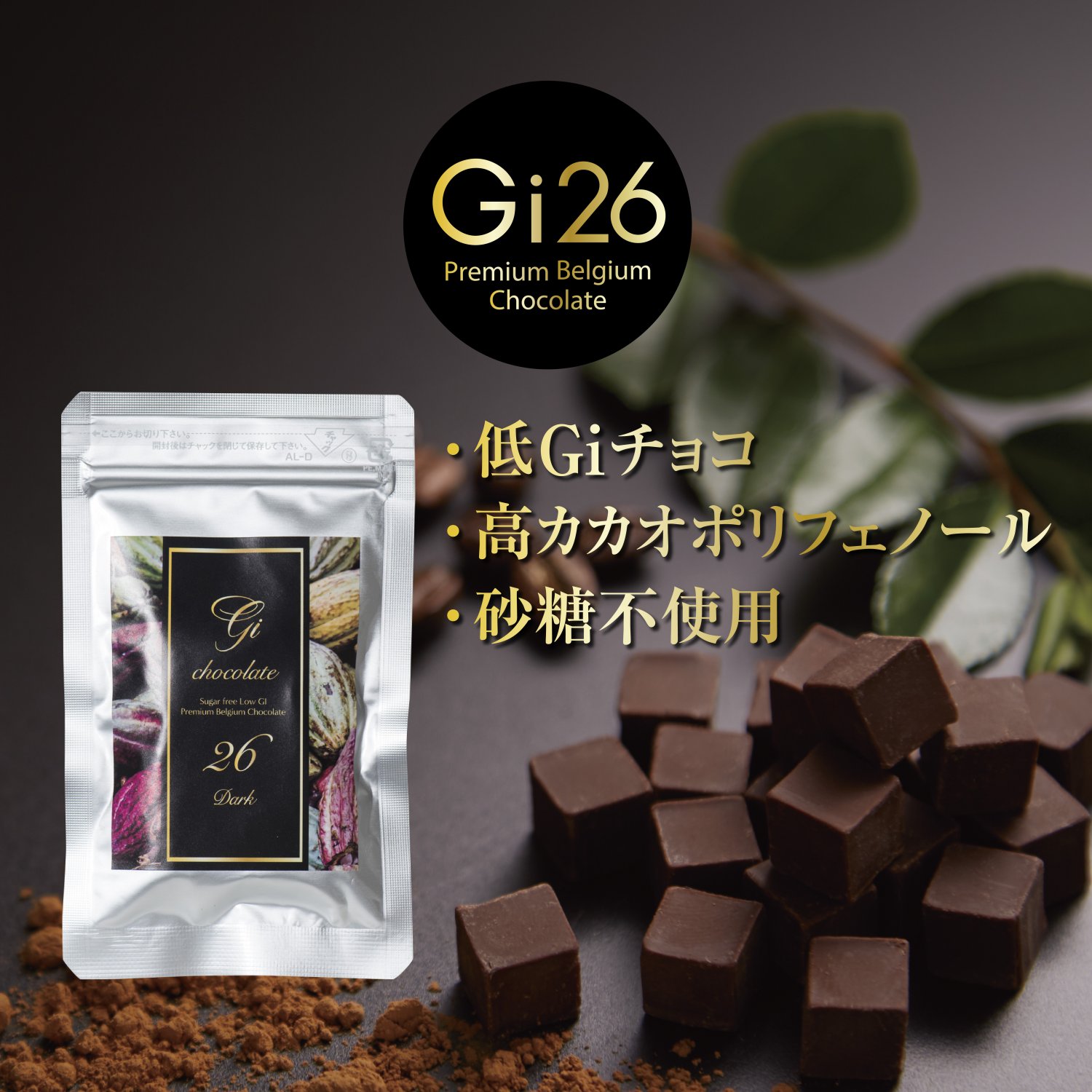 Gi26（ジーアイニーロク） 低GI 高カカオポリフェノール / 血糖値コントロールチョコサプリ