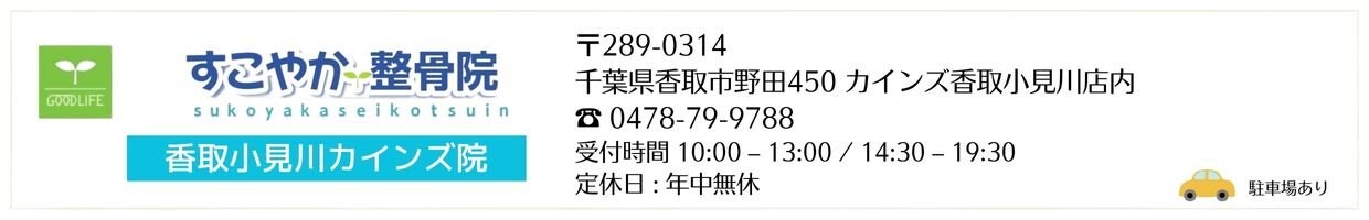 すこやか整骨院　香取小見川カインズ院 リーフ鍼灸整骨院グループ 治療院 交通事故治療 むちうち腰痛肩こり 茨城県