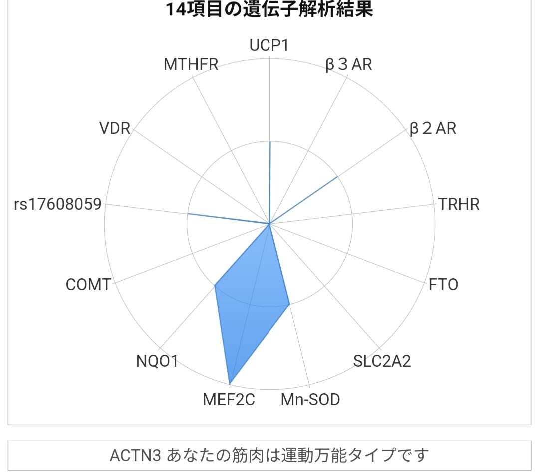 14個の遺伝子解析結果