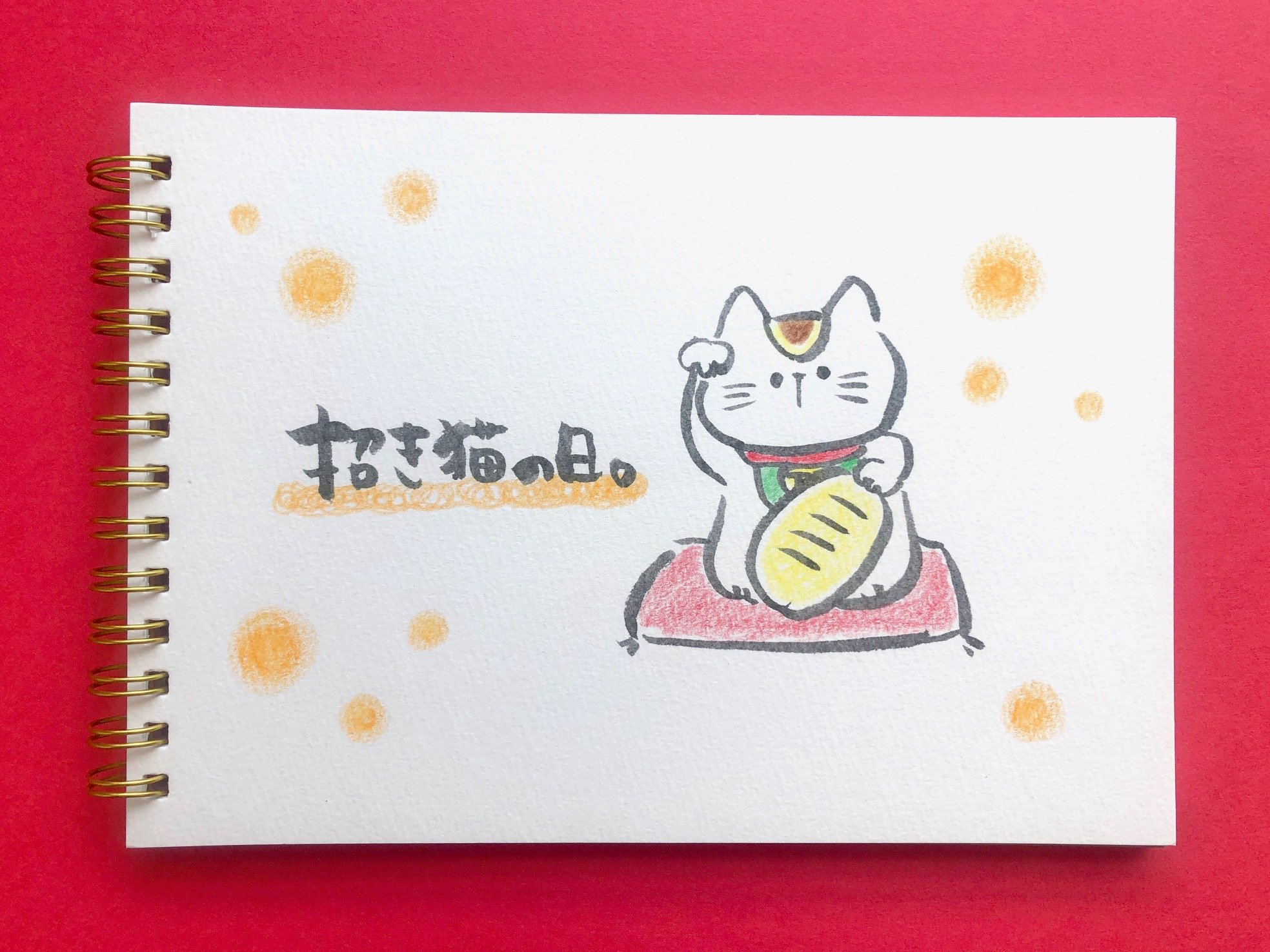 鹿児島文具はやま文具で招き猫を描いてみました。