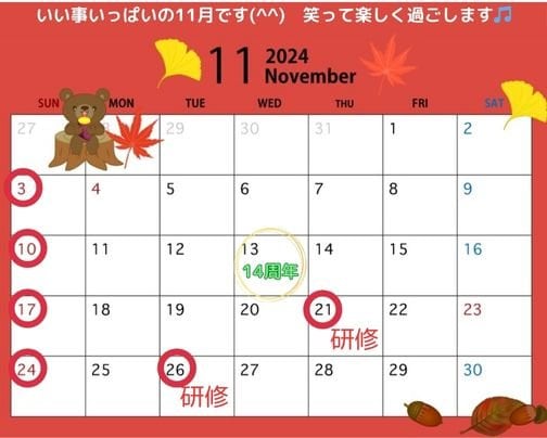 11月の休診日