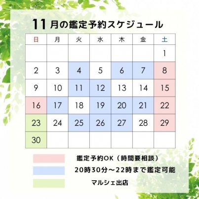 11月鑑定スケジュール