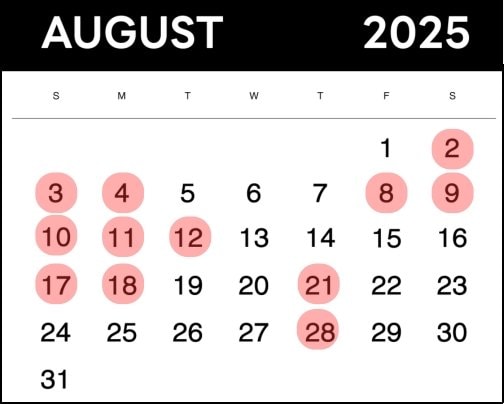 8月営業日のお知らせ