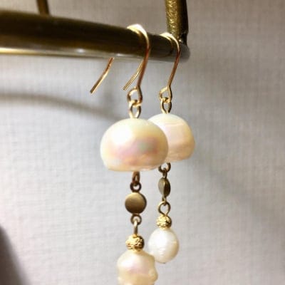 ポイント10%!< IKUMi by RW∞Y /淡水パール&アンティーク風チェーン>ピアス【消費税・送料込】プレゼント 母の日 誕生日 クリスマス ホワイトディ