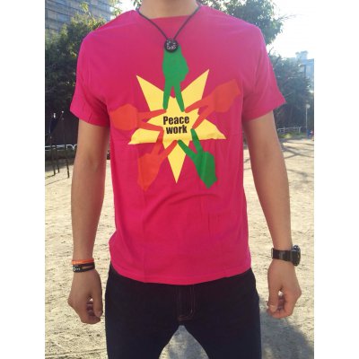 Peace Work Tシャツ☆濃ピンク☆【店頭受取★送料無料★】