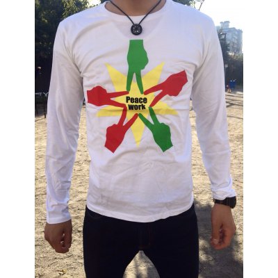 Peace Work Tシャツ☆白☆【長袖】【店頭受取★送料無料★】