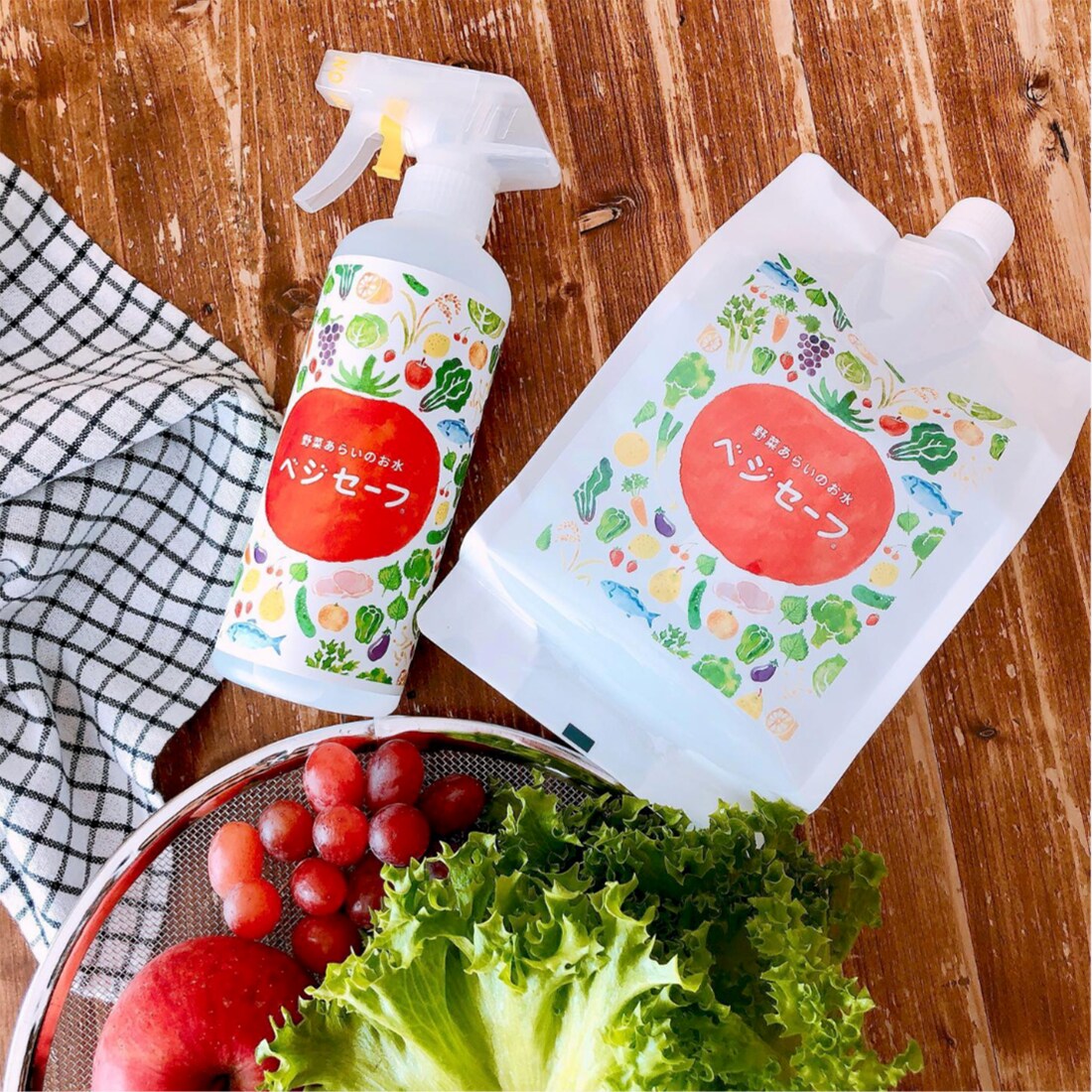 【新品未使用】野菜あらいのお水　ベジセーフ　【400ml×2、1200ml×4】 野菜あらいのお水 ベジセーフ 400ml＆詰替え用(1200ml)