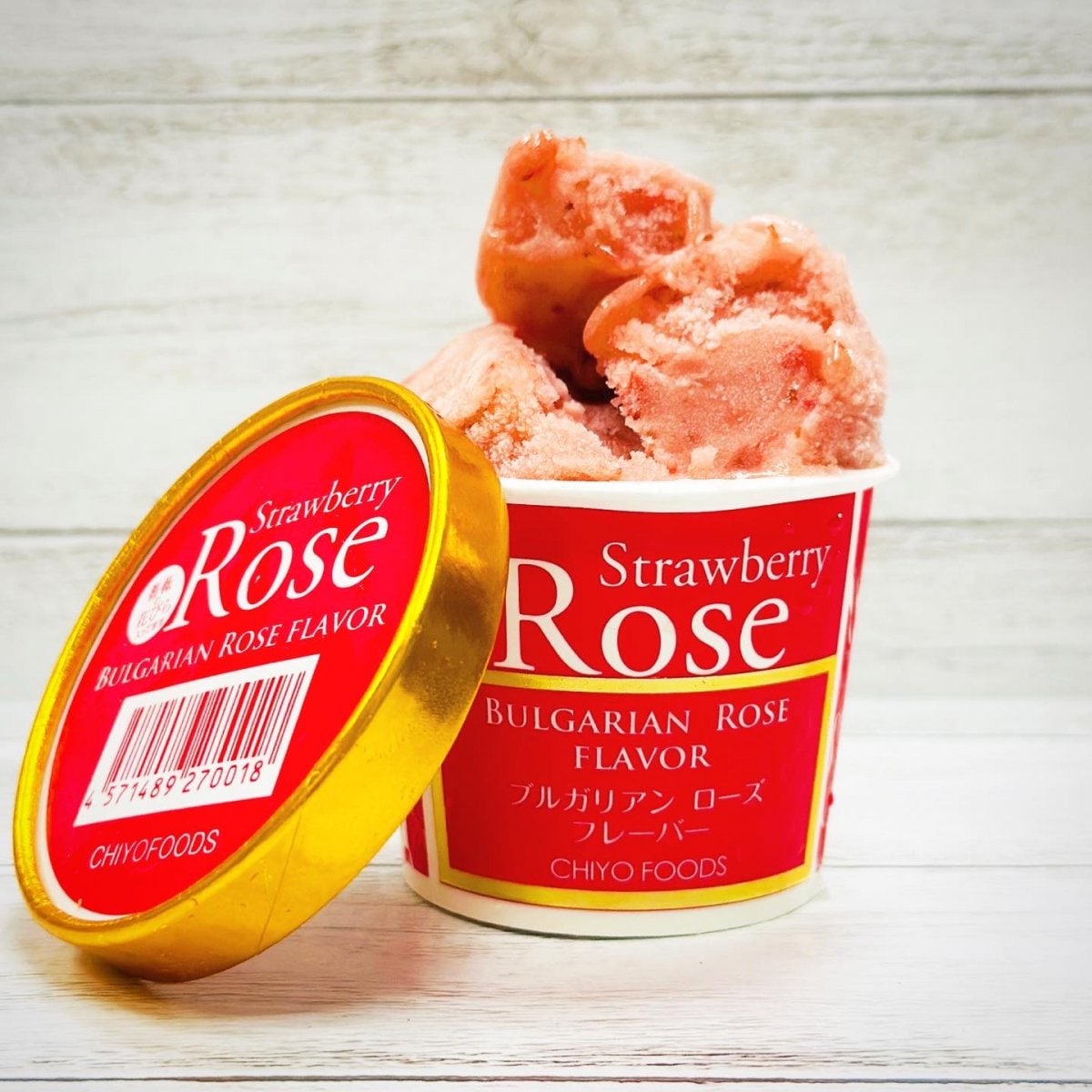 [1個]ストロベリーローズジェラート120ml/苺ピューレと薔薇の花びらが入った贅沢なアイス※同じ製造ラインで乳・卵を使用しております