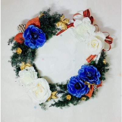 ブルーローズのクリスマスリース