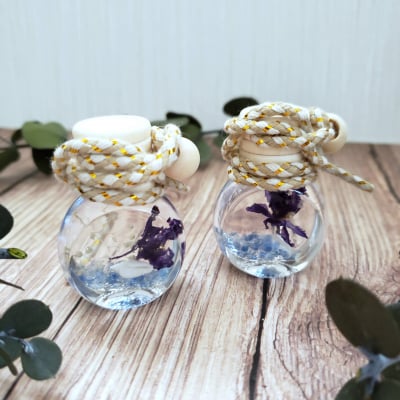 【送料無料】青紫の小花×貝殻ミニ☆フレグランスハーバリウム