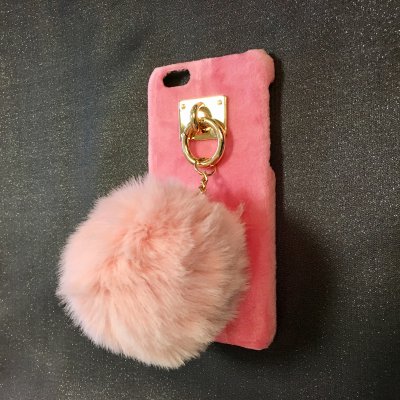 iPone6&6s対応 ケータイケースBIGポンポン(ピンク)