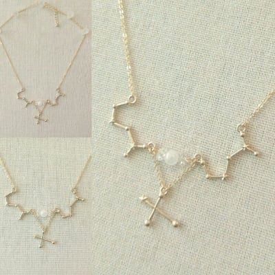 さそり座|星座ネックレス|天然石付 ローズクォーツ 水晶 南十字星|HOUKI.m