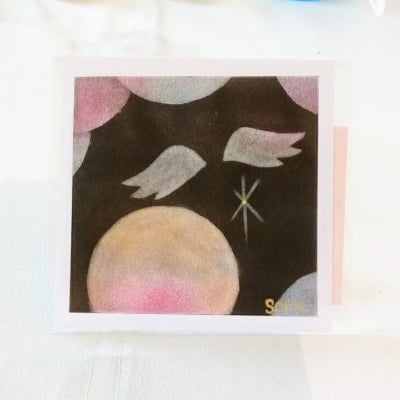 ヒーリングアート「天使ちゃん」パステル画 〜 原画1点もの・メッセージカード付き