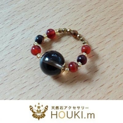天然石リング 指輪|スモーキークォーツ|HOUKI.m|サイズ調整できます