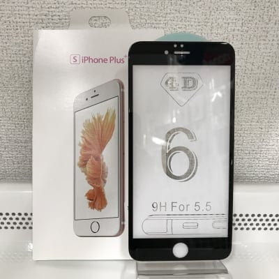 送料無料■iPhone 6 plus、6s plus 全面保護4D強化ガラスフィルム 黒【高度9H】28-6P(BK)