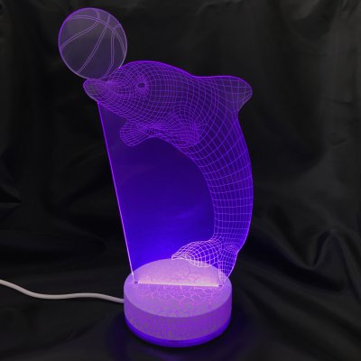 癒しの光で優しく照らす■3D Artナイトライト■レインボーカラーLEDライト■イルカ🐬ボール