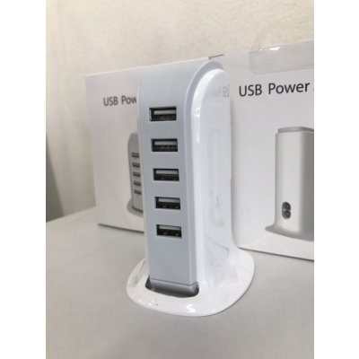 ◆USB5ポートタワー型アダプター◆コンパクト設計◆USBチャージ