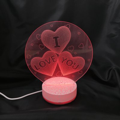 癒しの光で優しく照らす■3D Artナイトライト■レインボーカラーLEDライト■I Love You♥