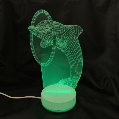 癒しの光で優しく照らす■3D Artナイトライト■レインボーカラーLEDライト■イルカ🐬輪