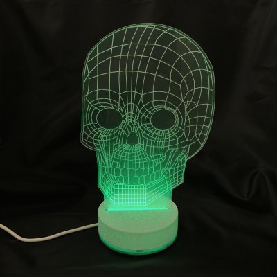 癒しの光で優しく照らす■3D Artナイトライト■レインボーカラーLEDライト■スカル♠