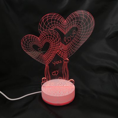 癒しの光で優しく照らす■3D Artナイトライト■レインボーカラーLEDライト■ハート♥