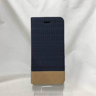 ▪️送料無料▪️iPhone7★対応★色合いがとっても綺麗♪生地とフェイクレザーの切り替え手帳型ケース♪ 7-72(NV)