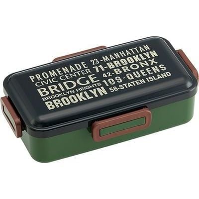 【ブルックリンスタイル】スケーター シリコン製シールブタ 2段ランチボックス カーキ 900ml