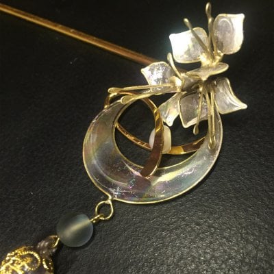 《10%OFF》カンザシ【螺鈿】ー月界(黒銀)