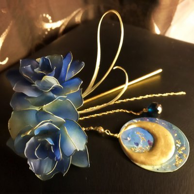 《10%OFF》カンザシ【絢爛】ー青い望月