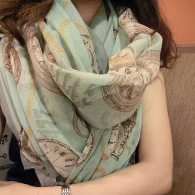 【輸入コットンスカーフ】時計柄