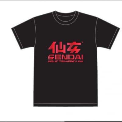 仙女定番ロゴTシャツ ブラック×パールレッド
