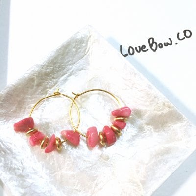【sold out】コーラル×ゴールドのリゾートピアス