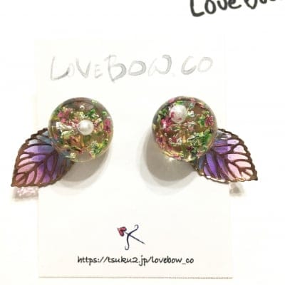 まんまるな紫陽花ピアス