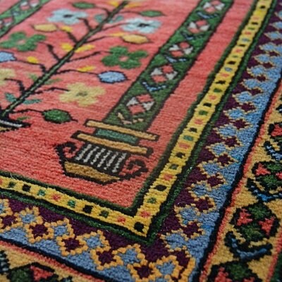 送料込み ビンテージ・可愛らしいお祈り用手織り絨毯 トルコ コンヤ ラディック産 88cm×100cm