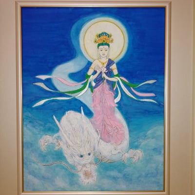 観音様と龍神様(原画)額縁付き