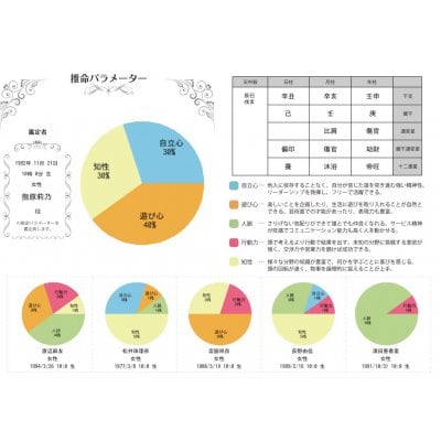 【WEB限定】四柱推命パラメーター(有名人サンプル画像あり)