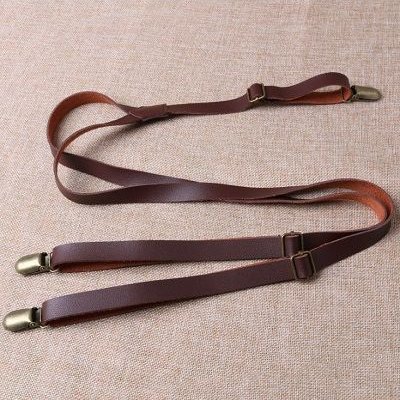 【高ポイント還元】 シンプル レザーサスペンダー スマート 細身タイプ カラー ダークブラウン