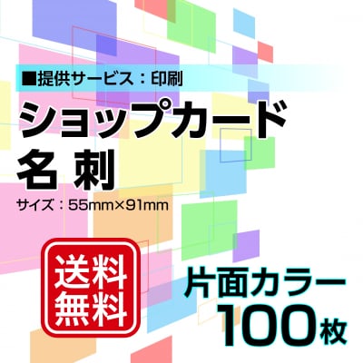 名刺・ショップカード印刷【データ支給】 片面カラー 100枚