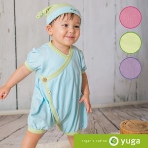 【オーガニックコットンのベビー服☆】キモノガーゼ・ロンパース・天然染め