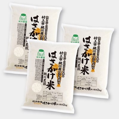 【令和二年村上市桃川農園産の新米】特別栽培米桃川産特選こしひかりはさがけ米6キロ【2kg×3個セット】