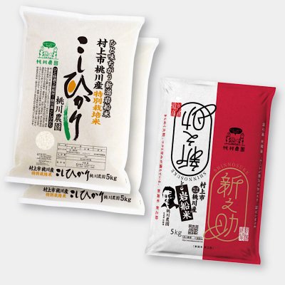 【令和二年村上市桃川産の新米】岩船米 コシヒカリと新之助のセット! コシヒカリ10kg・新之助5kg たっぷり15kg
