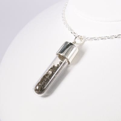 シルバー925ギベオン隕石×ダイヤモンドバイアルネックレス