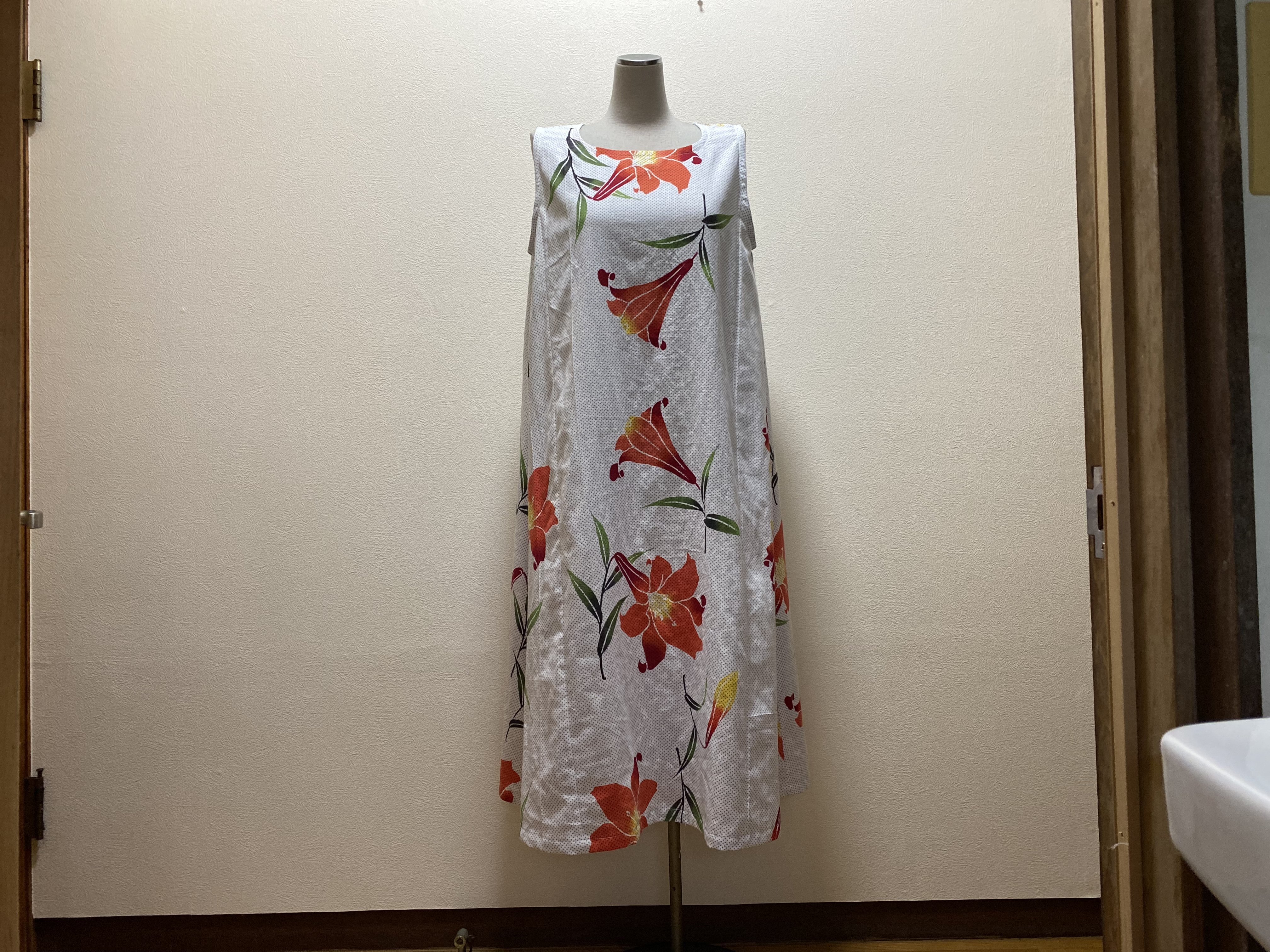 浴衣 リメイク 水玉に百合の花