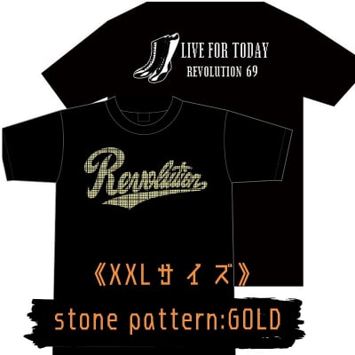 LIVE FOR TODAY&RevolutionラインストーンTシャツ《ゴールド》XXLサイズ