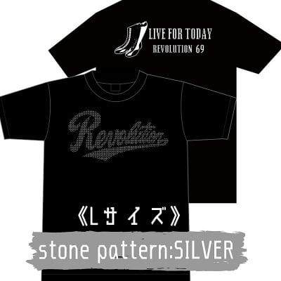 LIVE FOR TODAY&RevolutionラインストーンTシャツ《シルバー》Lサイズ