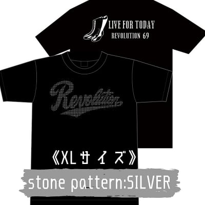 【新作】LIVEFORTODAY&RevolutionラインストーンTシャツ《シルバー》XLサイズ
