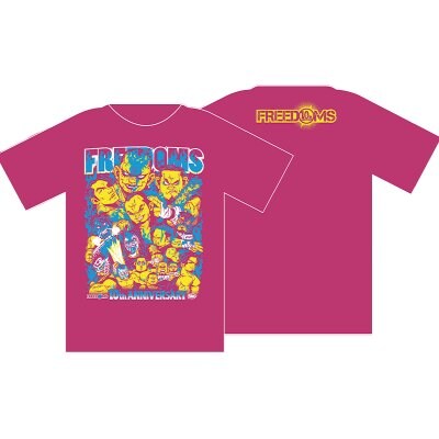 FREEDOMS旗揚げ10周年記念Tシャツ ピンク XLサイズ