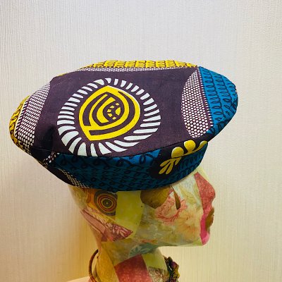 アフリカ布 シンプルベレー帽(Mサイズ)