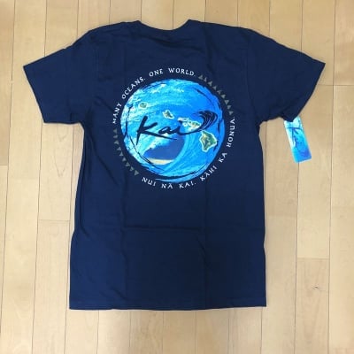 【Kai Clothing】メンズTシャツ 〜メニーオーシャンズ/ネイビー/コットン 〜 Sサイズ