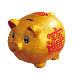 金色がかわいい幸運を招く金ブタ貯金箱 (L)
